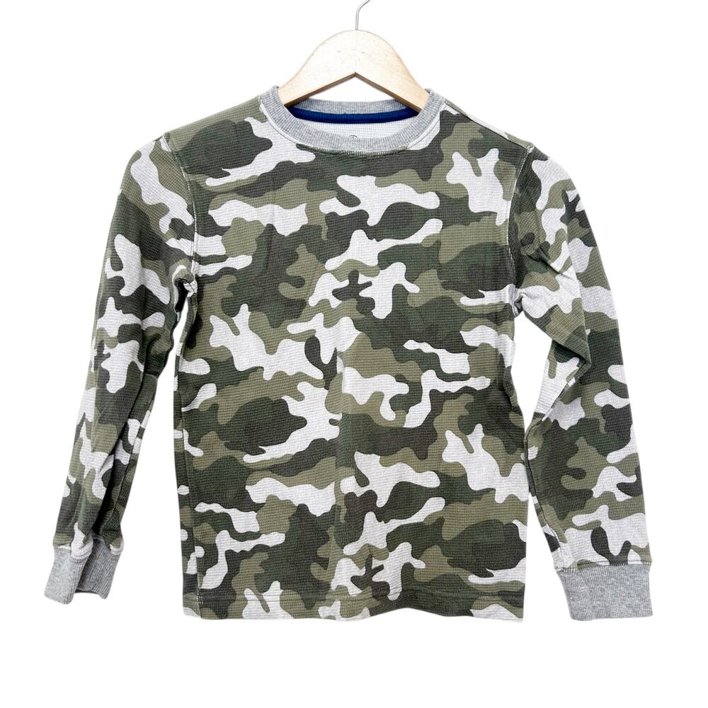 Lands End Green Camo Long Sleeve Thermal Shirt Sz M 10-12